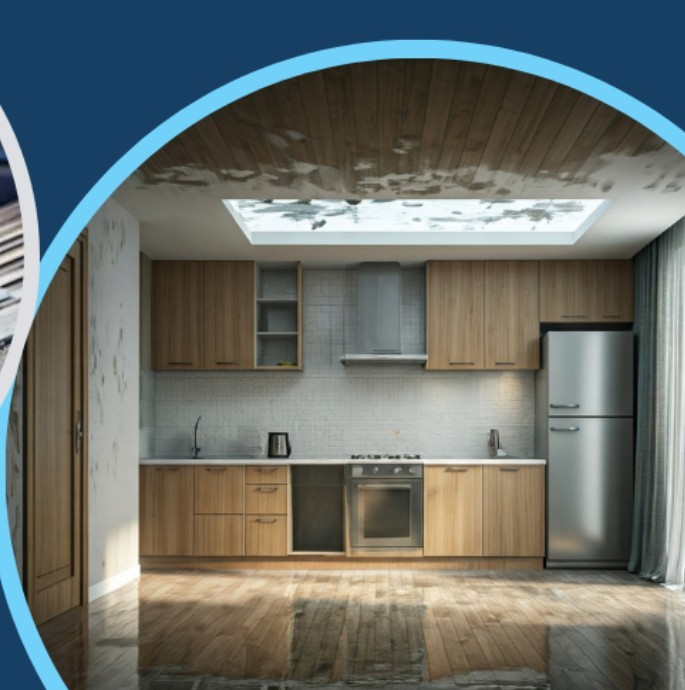 Interior affected by water intrusion